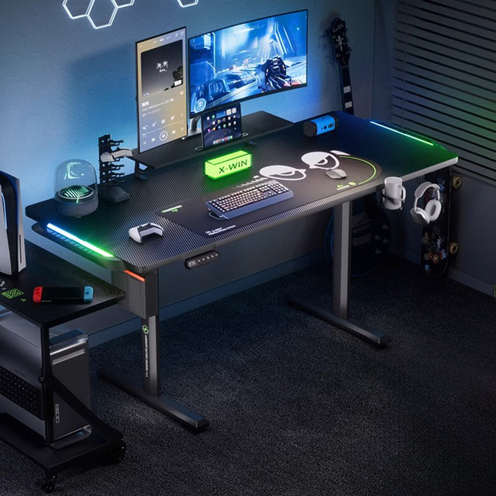 昇降デスク|PCデスク ライト付き 電動タイプ