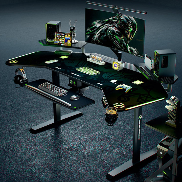 昇降デスク|ハイテクデザイン パソコンデスク ブラック