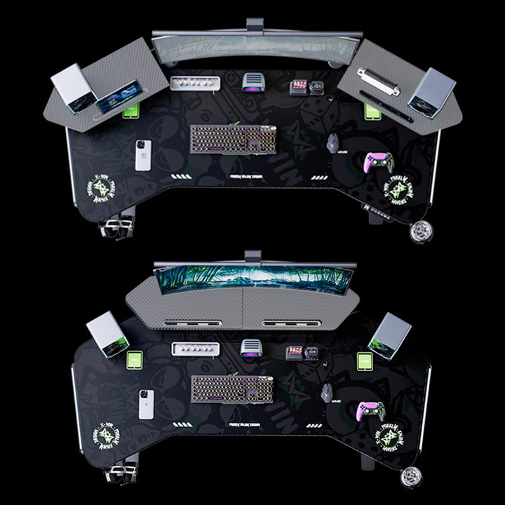 昇降デスク|ハイテクデザイン パソコンデスク ブラック