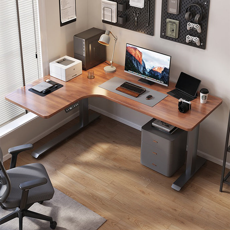 昇降デスク| L字デスク ナチュラル 電動昇降機能