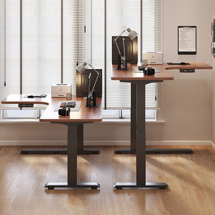 昇降デスク| L字デスク ナチュラル 電動昇降機能