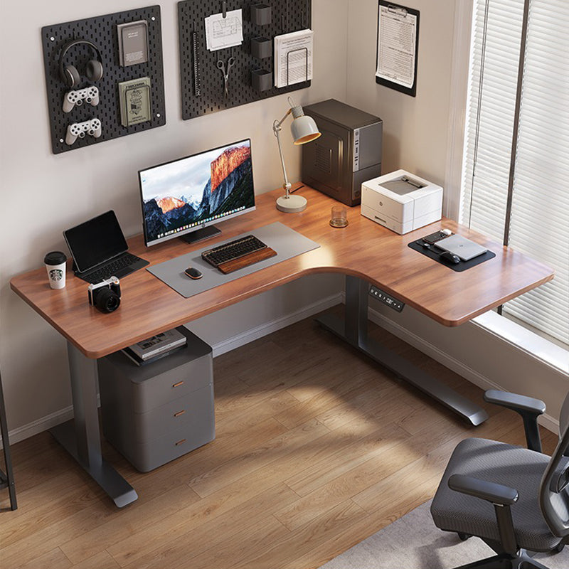 昇降デスク| L字デスク ナチュラル 電動昇降機能