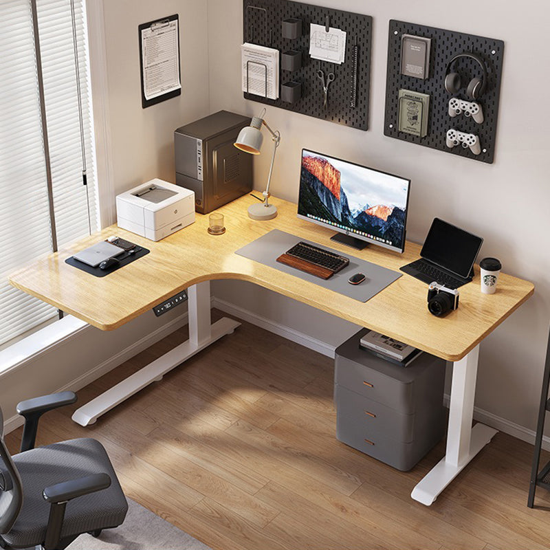 昇降デスク| L字デスク ナチュラル 電動昇降機能