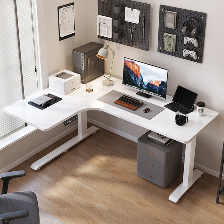 昇降デスク| L字デスク ナチュラル 電動昇降機能