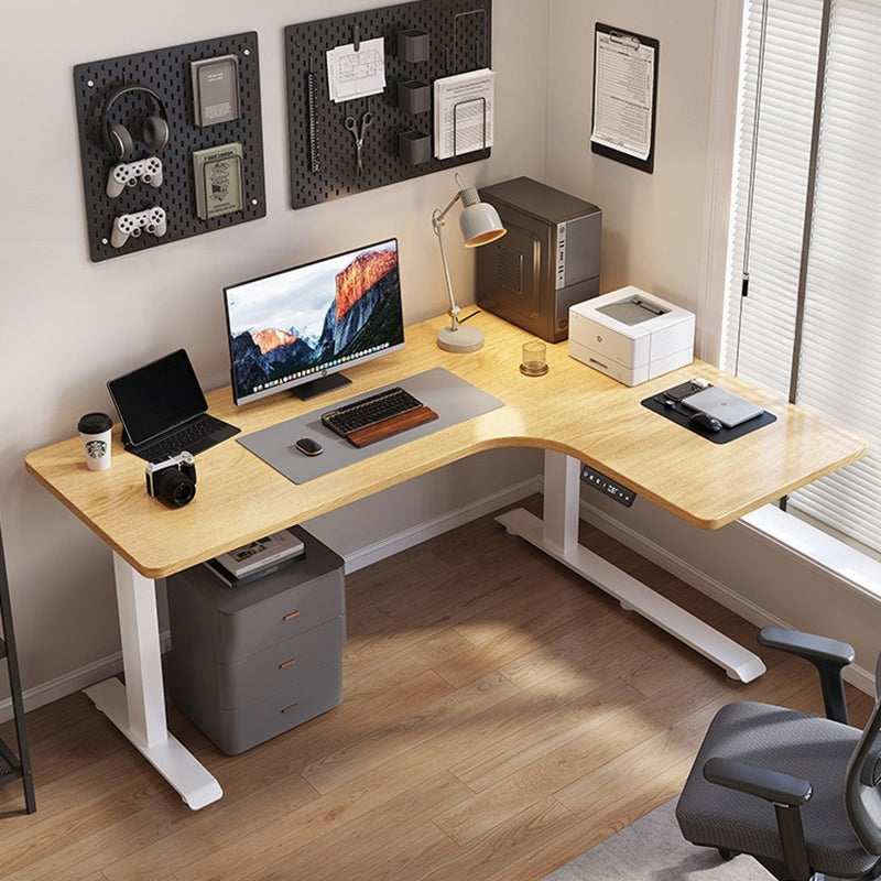 昇降デスク| L字デスク ナチュラル 電動昇降機能