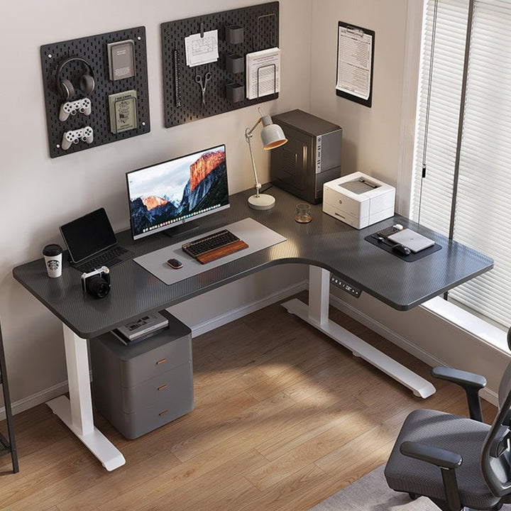 昇降デスク| L字デスク ナチュラル 電動昇降機能