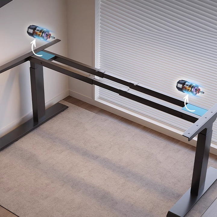 昇降デスク|L字デスク ナチュラル 高さ調整可能