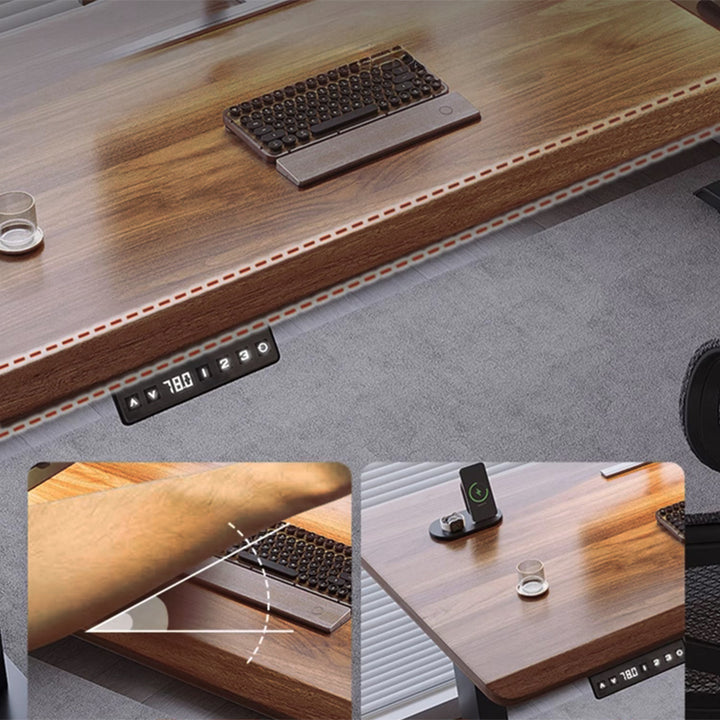 昇降デスク|L字デスク ナチュラル 高さ調整可能