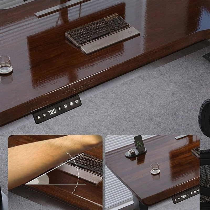 昇降デスク｜L字デスク ナチュラル 高さ調整可能