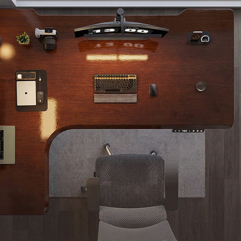 昇降デスク｜L字デスク ナチュラル 高さ調整可能