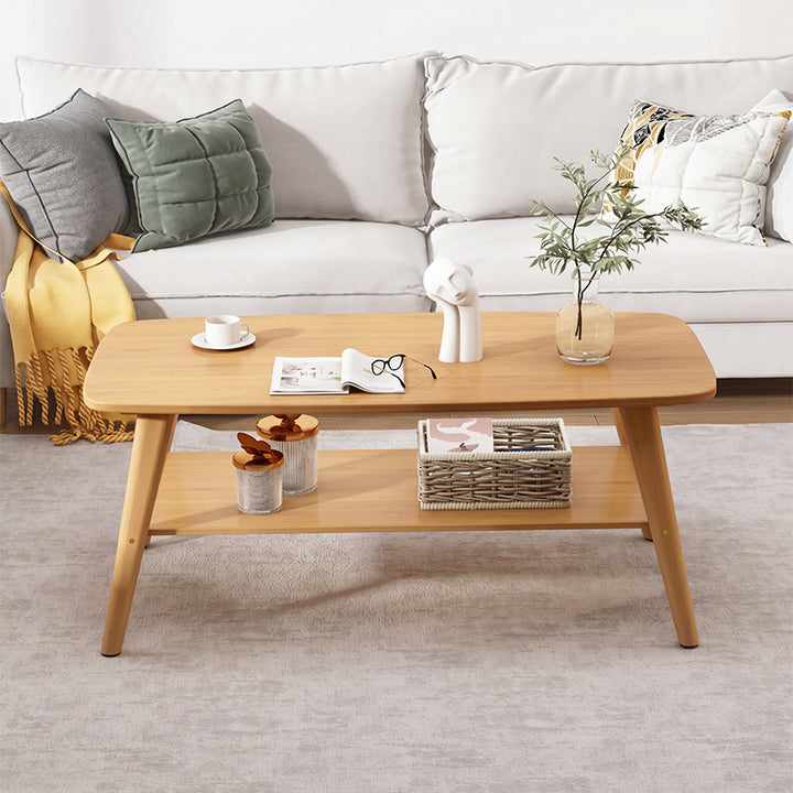 ローテーブル｜天然竹 ナチュラル ミニマル 2段収納
